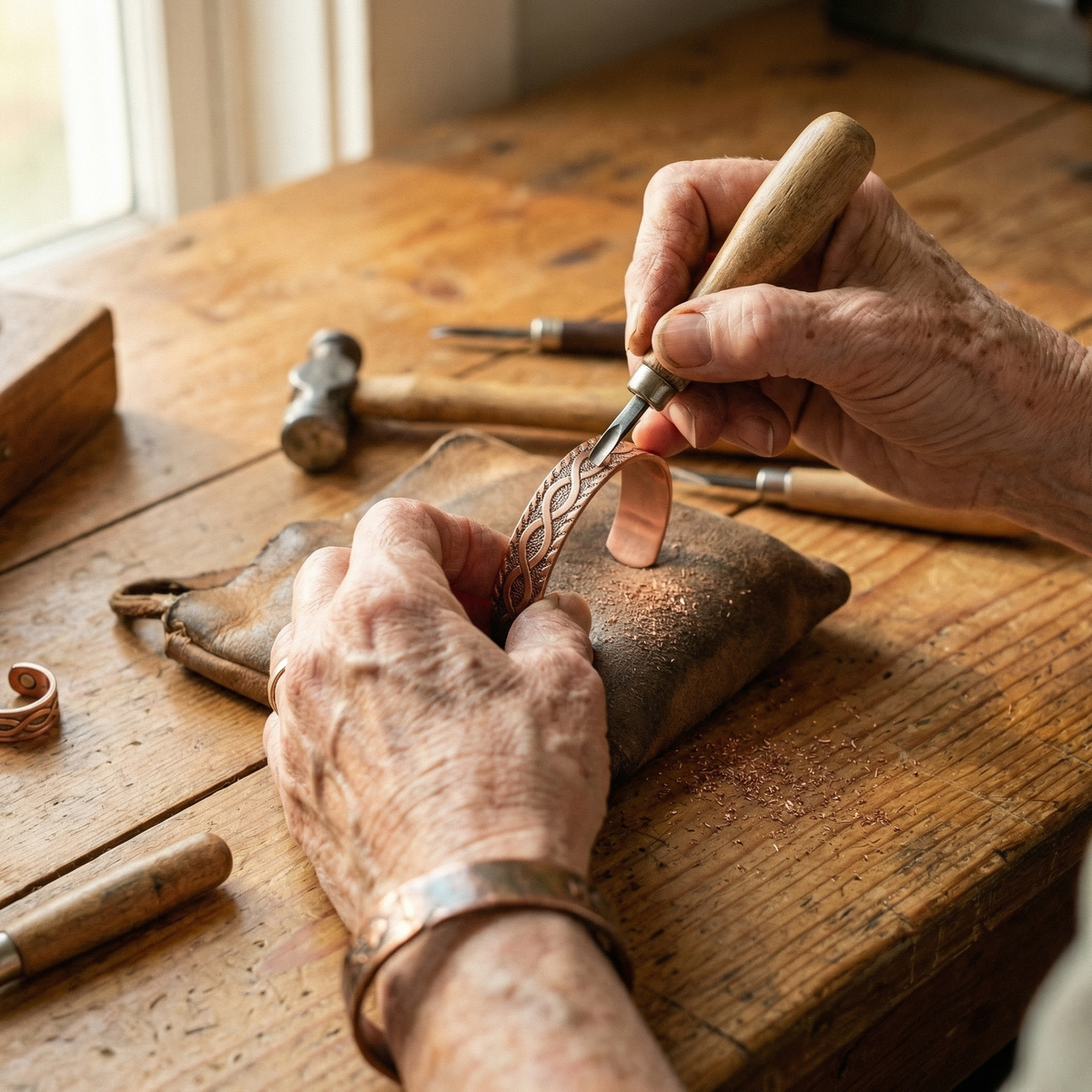 Ensemble de bracelets en cuivre Nœud