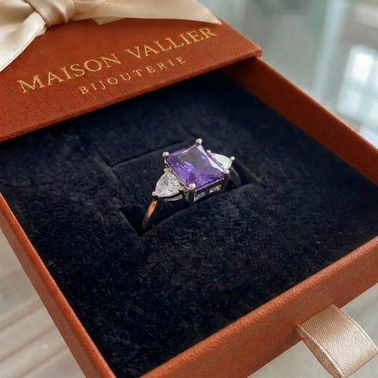 Bague améthyste Trinité | Or blanc