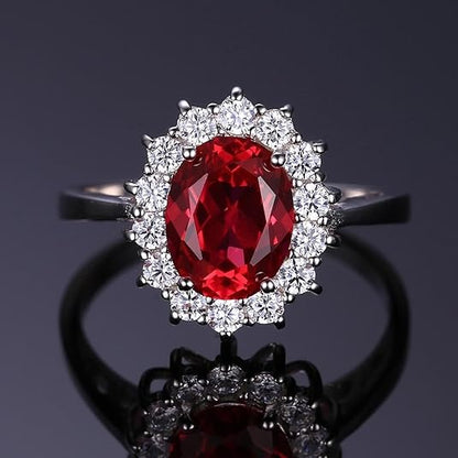 Bague auréole rubis classique | Or blanc