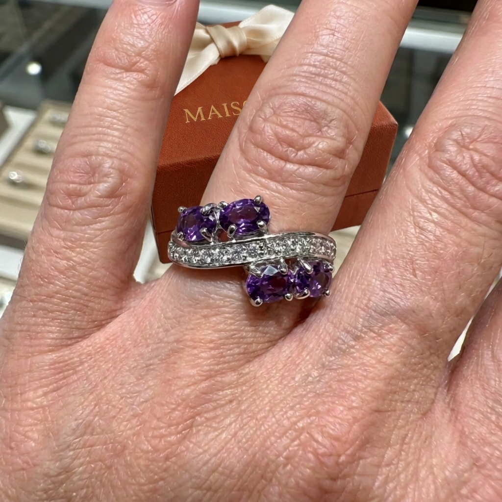 Bague fluide Lavande | Or blanc