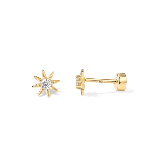 Boucles d'oreilles soleil rayonnant | Or