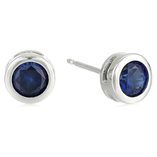 Puces d'oreilles serties de saphir | Or blanc