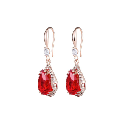 Boucles d'oreilles goutte en rubis | Or rose