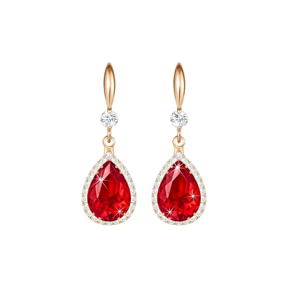 Boucles d'oreilles goutte en rubis | Or rose