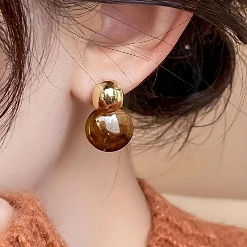 Boucles d'oreilles pendantes Aurélie Amber | Or