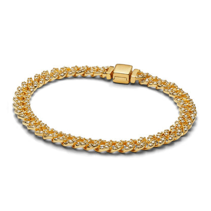 Bracelet maille cubaine pavé | Or