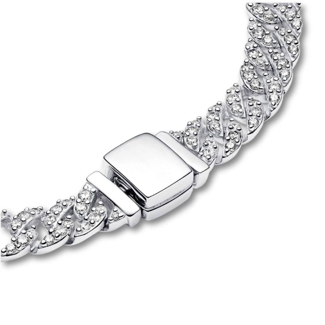 Bracelet maille cubaine pavé | Or