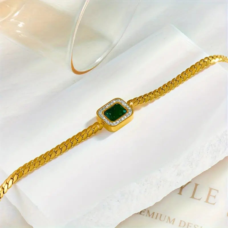 Bracelet Joanna vert avec émeraude | Or