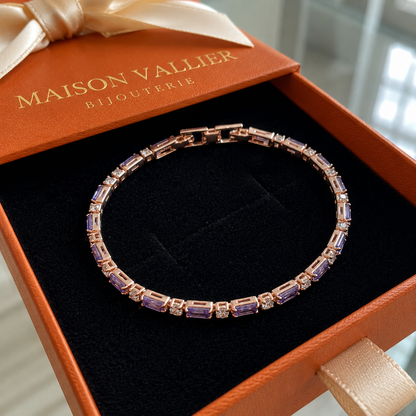 Bracelet tennis prisme améthyste | Or rose