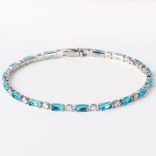 Bracelet en pierre turquoise naturelle | Or blanc