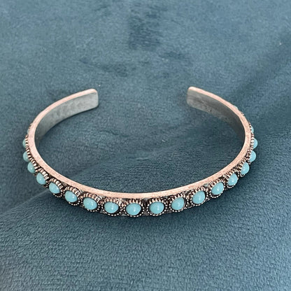 Bracelet ouvert Talisse turquoise | Or blanc