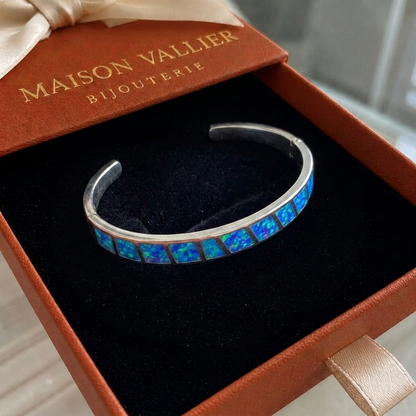 Bracelet en opale bleue | Or blanc