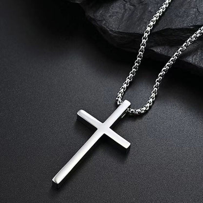 Collier croix avec monture | Or blanc
