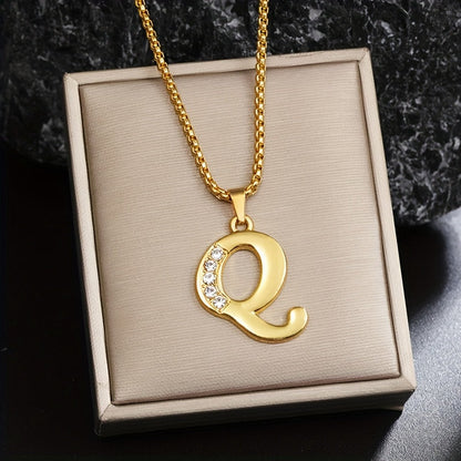 Collier initiale en cristal | Or