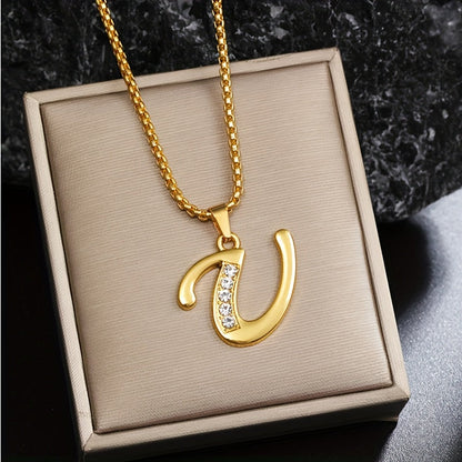 Collier initiale en cristal | Or