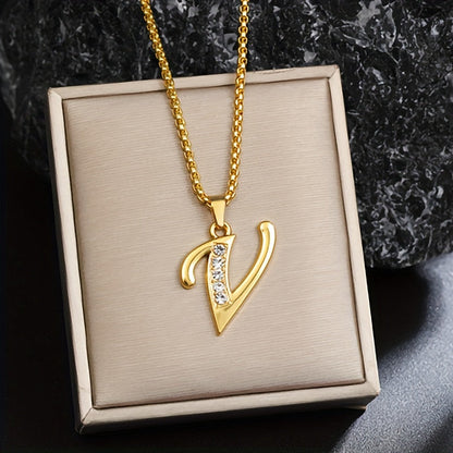 Collier initiale en cristal | Or