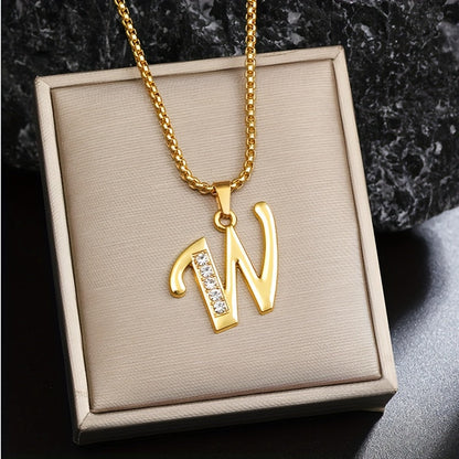 Collier initiale en cristal | Or