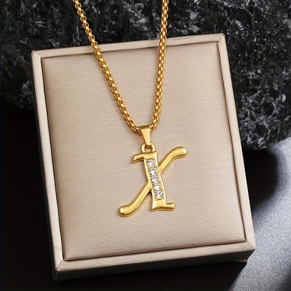 Collier initiale en cristal | Or