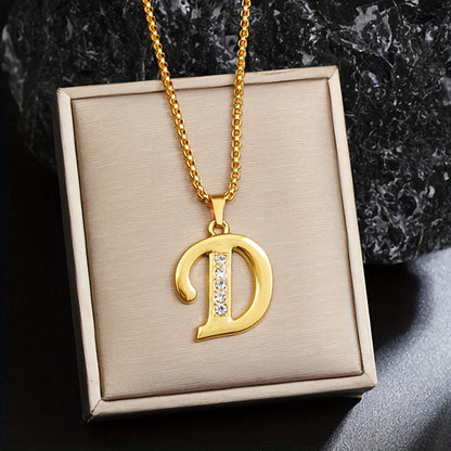 Collier initiale en cristal | Or