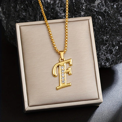 Collier initiale en cristal | Or