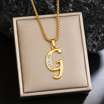 Collier initiale en cristal | Or