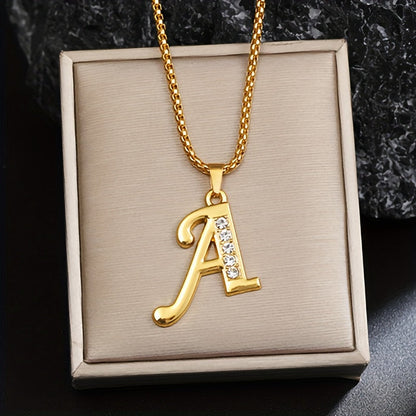 Collier initiale en cristal | Or