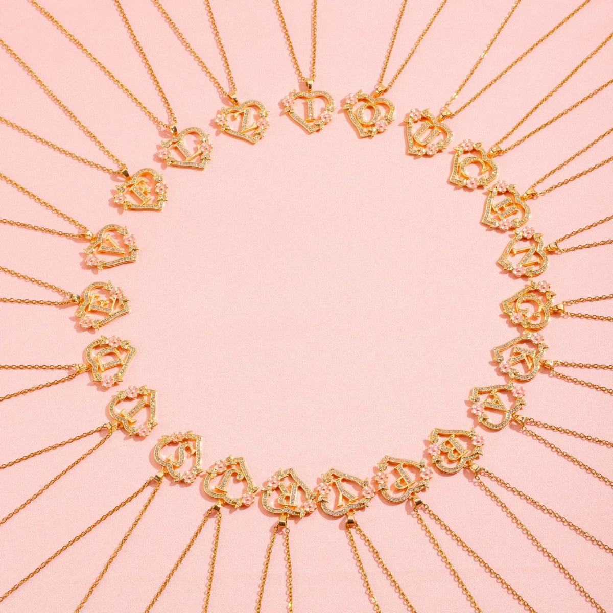 Collier initiale charme floral | Or