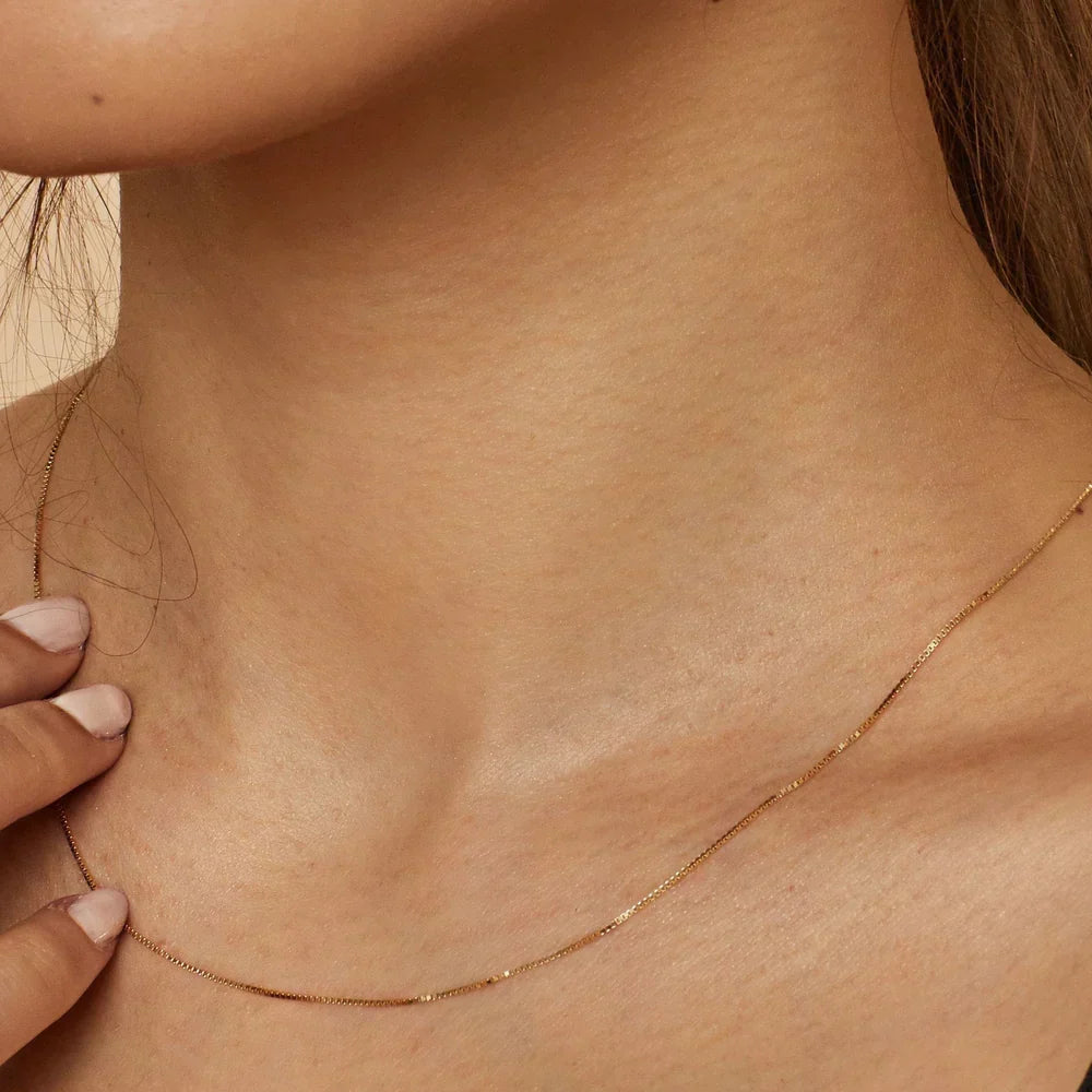 Collier maillon cubain | Or blanc
