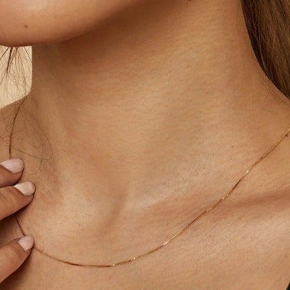 Collier maillon cubain | Or blanc