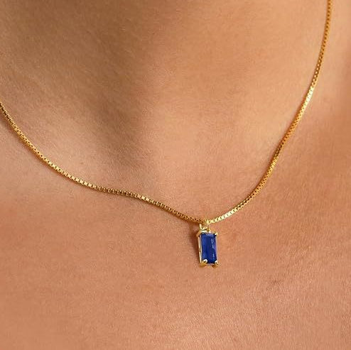 Collier pendentif saphir minimaliste | Or blanc