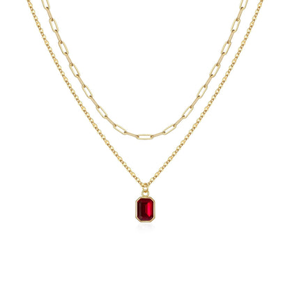 Collier en rubis superposé avec Trombone | Or