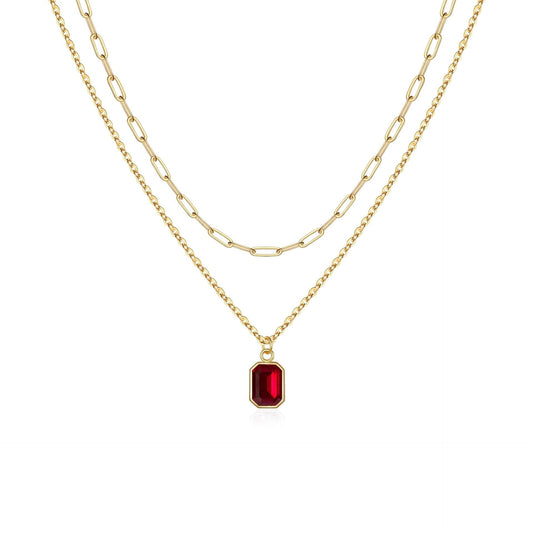 Collier en rubis superposé avec Trombone | Or