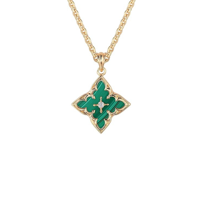 Pendentif trèfle émeraude | Or