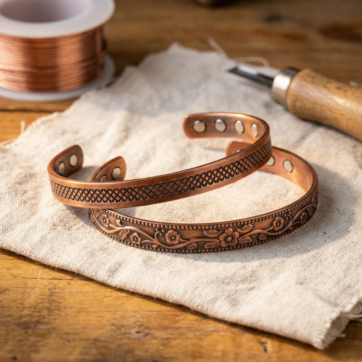 Ensemble de bracelets en cuivre Forge