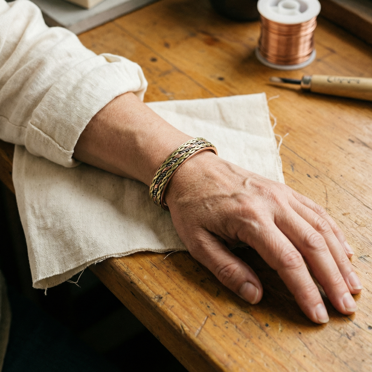 Bracelet en cuivre Trame
